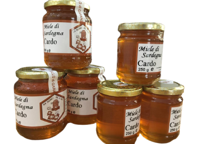 barattoli di miele di cardo